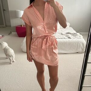 Joie Coral Shiny Leopard Print Dress